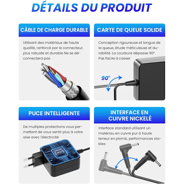 45W Laptop Laddare för Lenovo IdeaPad 310 320 320S 330 100 110S 120 120S 510S 530 Notebook Adapter