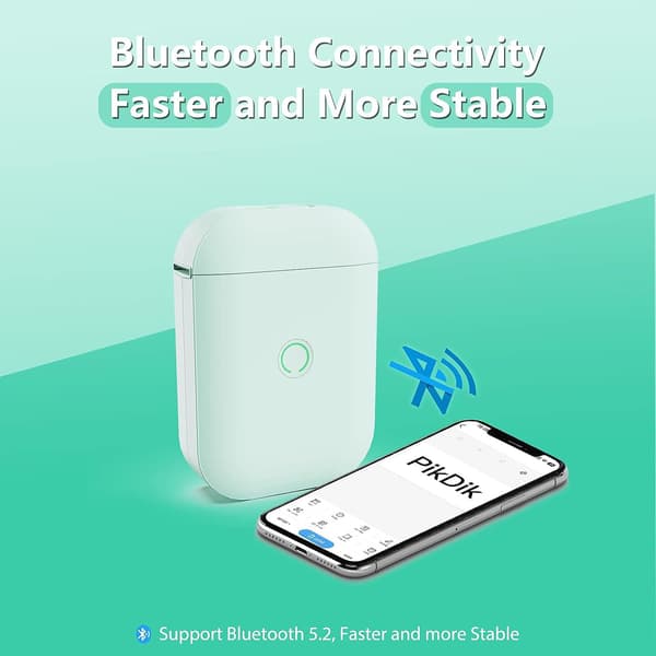 Bluetooth-lämpötulostin yhdellä rullalla tarrapaperia, vihreä