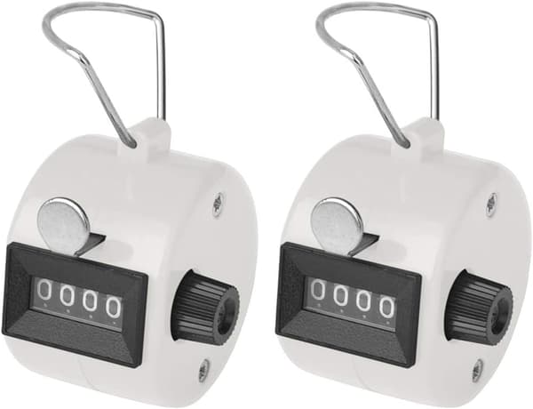 2-pack 4-siffrig ABS Räknare Timer för Sport, Stadion, Tränare och Andra Evenemang (vit)