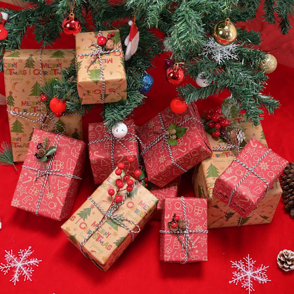 Julklappspapper, julgransmönstrat papper 43CMX 300CM