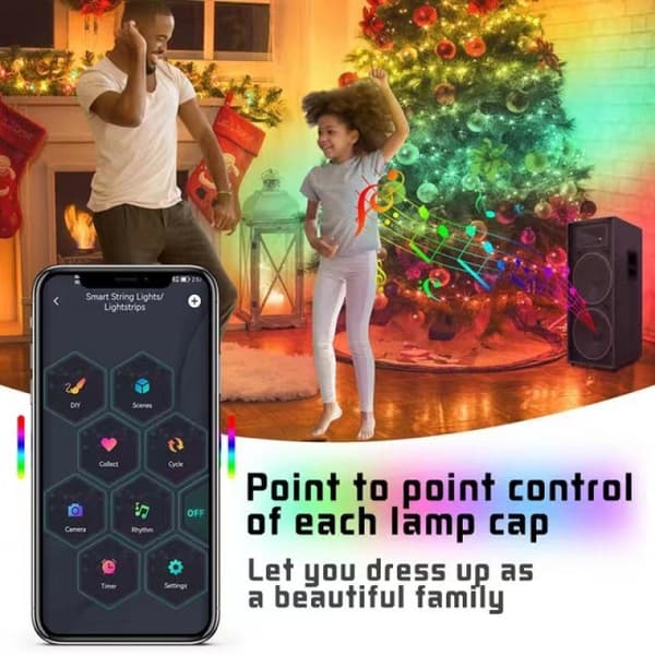 Julelys, LED Bluetooth lyslenke, USB 40M 264 LED RGB lysstripe App-styring