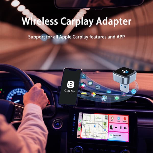 Trådløs CarPlay-adapter, 2-i-1 til CarPlay og Android Auto-kompatibel