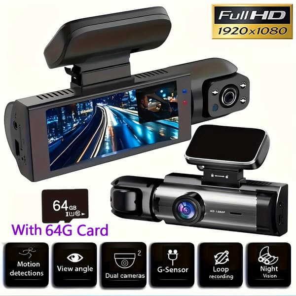 1080P HD Dual-Lens Dash Cam Auto Loop Optagelse 3.16\" LCD-skærm