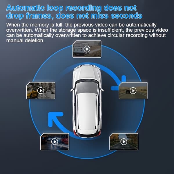 1080P Dashcam 3-tommers enkeltlinse med nattsyn og loop-video