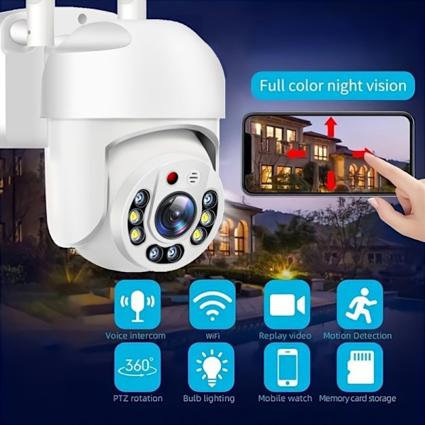 1080P 360 Dome Kamera USB-laddning AI Rörelsedetektering 360 Graders Panoramisk Övervakning
