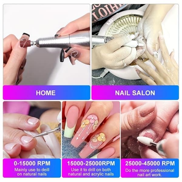 Elektrisk negleslibemaskine til manicure, pedicure og eksfoliering, hvid
