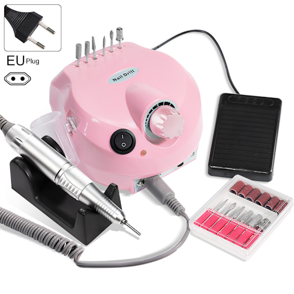 35000RPM Elektrisk Nagelfil, Pedikyr- och Manikyr Nagelset, Nagelstudio hemma Rosa