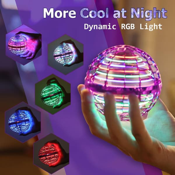 Flyvende bold, mini boomerang drone UFO lysende fly med LED-lys