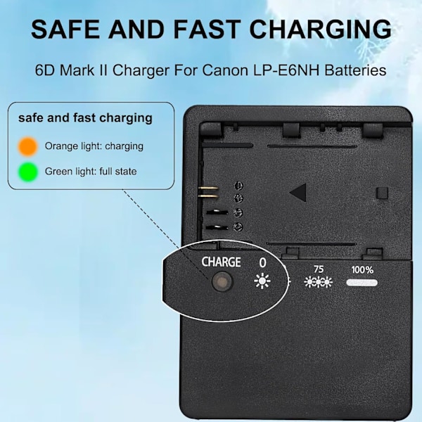 LC-E6 LP-E6N Batteriladdare för Canon EOS R R5 R6 5D Mark II IV 5DS R 6D 6Da 7D Mark II 60D 70D 80D 90D Kameror (EU)