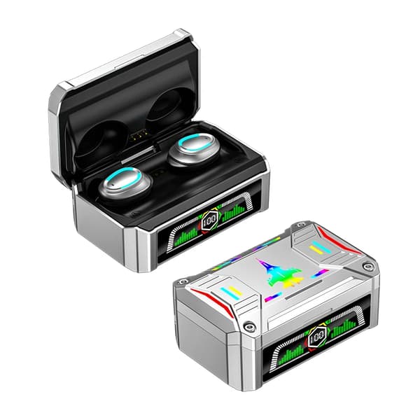 Ægte trådløse Bluetooth hovedtelefoner Stereo Bass Digital Display Touch Control Sort