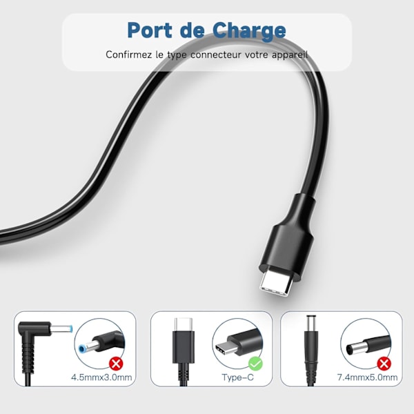 45W Laptop USB-C AC Laddare för Acer Chromebook Spin 11 13 R13 14 15 CB311 CB314 C771 C733