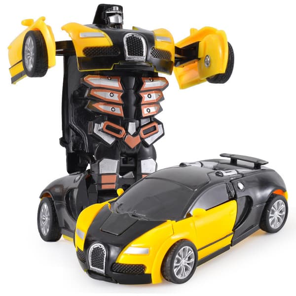 Leksaksbil Mini transformerbar leksaksrobot (gul)