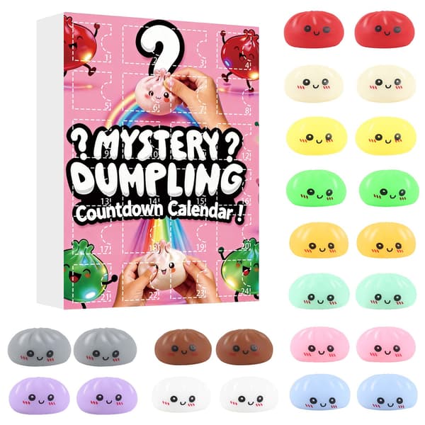 Adventskalender 2026, 24 överraskande dumplingkalender, Squishies-leksaker, stresslindrande leksaker