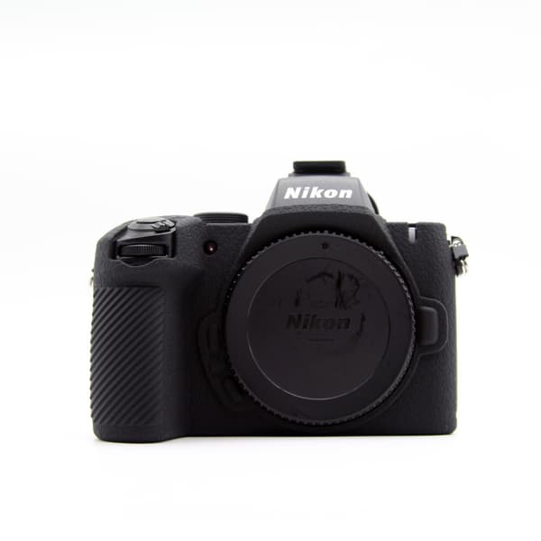 Etui til Nikon Z50II Litchi-tekstureret silikone kamera tilbehør (black)