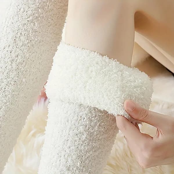 Sokker lårhøye, varme korallfleece knestrømper (grå)