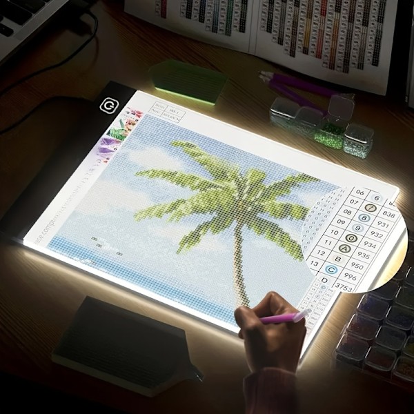 A3 LED Grafikplatta med Tre Nivåers Dimningsfunktion, Lämplig för Skissning, Animation och Diamantmålning