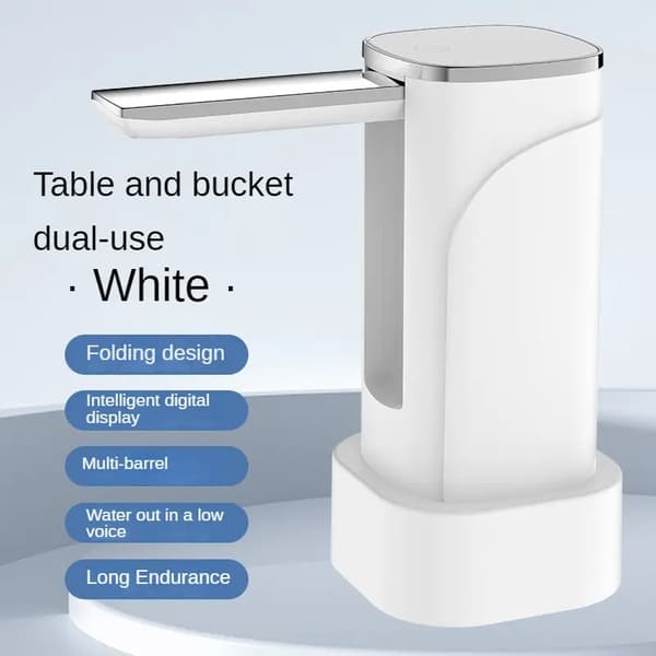 1 Styck Elektrisk Vattenflaskpump med Stor LED-Display, 1200mAh Batteri (Vit)