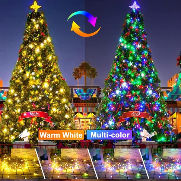 Solcelledrevne julelyskæder, 12 m 100 LED, 8 tilstande Purple