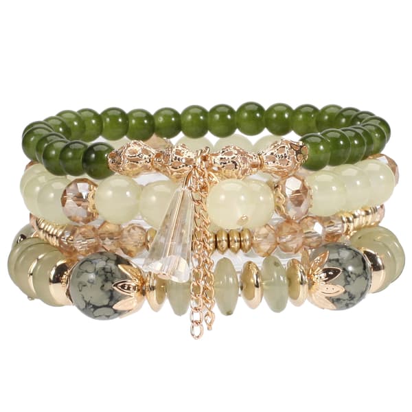 4 stk armbånd, stablebart perlearmbånd (beige)