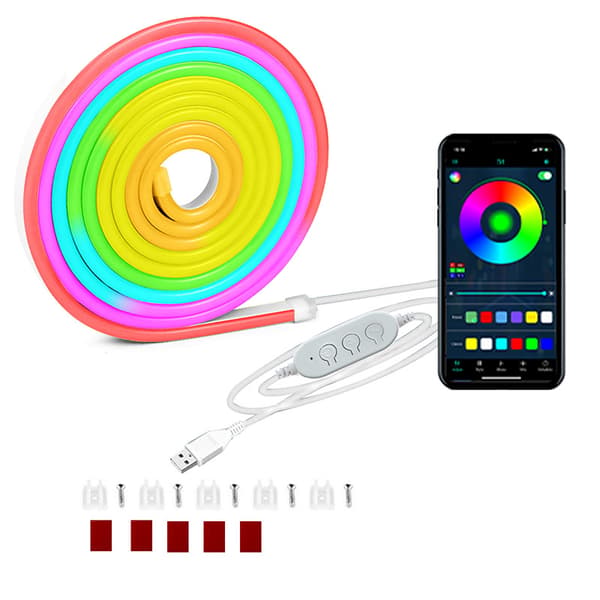 Neon Lys Smart USB Bluetooth Musik Silikone Fleksibel 3M