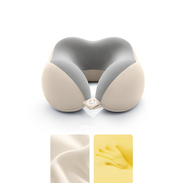 Nackkudde Memory Foam U-formad Resekudde Bekväm 360° Nackstödskudde (Grå Vit)