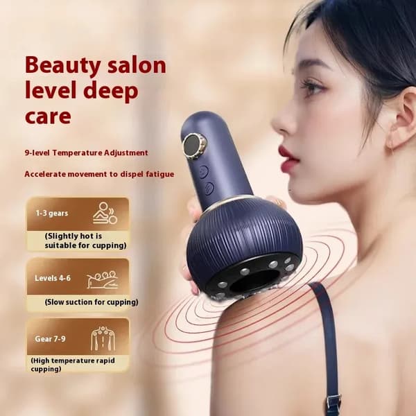 Massasjeapparat med Gua Sha- og koppingmoduser (blå)