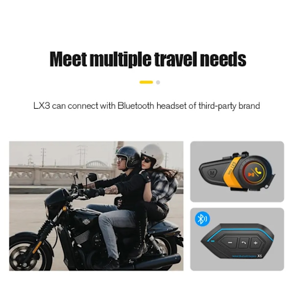 Motorcykel Intercom Headset LX3 Gul