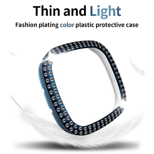 Suojakotelo Fitbit Versa 3/Sense -älykellolle timanteilla (läpinäkyvä)