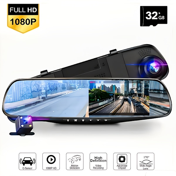 4,3 tommer Dual Lens Kørselsoptager High-definition Stor Skærm 1080P til Alle Modeller