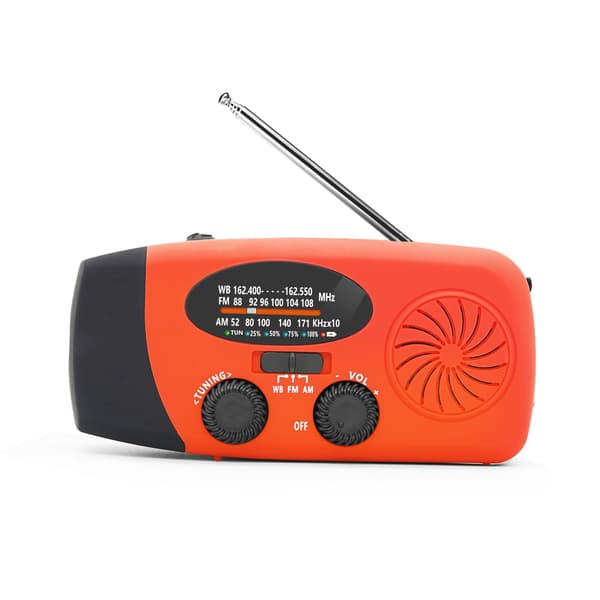 Radio med solcelle 2000mah Håndsvinggenerator med lommelygte (Rød)