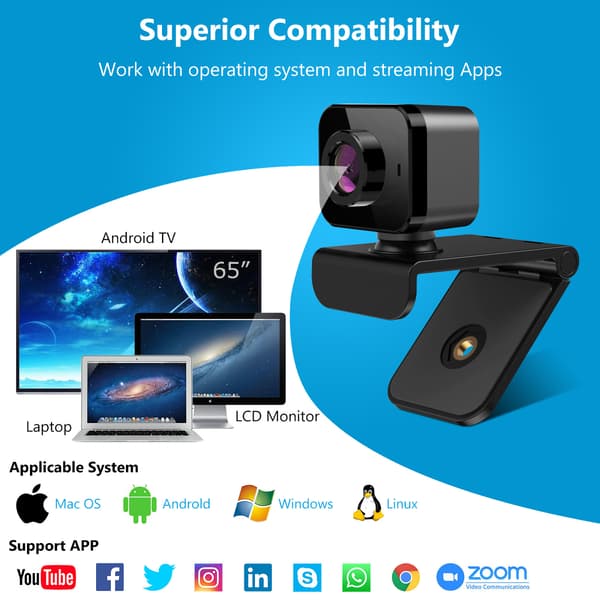 Webkamera 1080P HD USB driver-fritt kamera