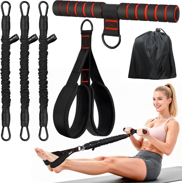 Motståndsband Pedal, Sit Up Träningsutrustning (svart, 90 lbs)