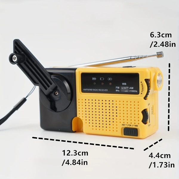 Bärbar Nödvändighetsradio med Handvev Am/Fm/Noaa Väderkanaler med LED-Ficklampa och Siren