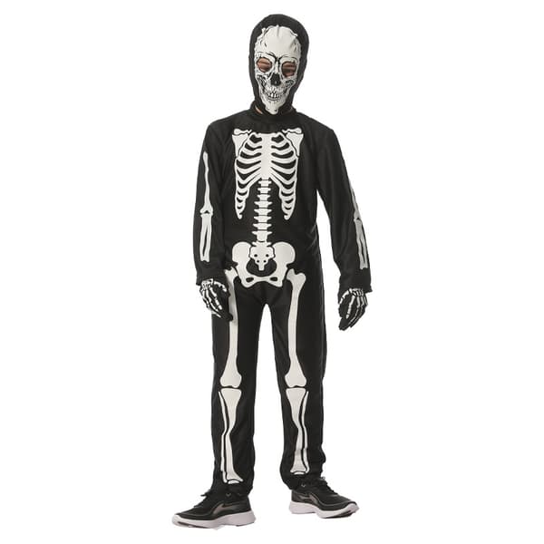 Barnas selvlysende skjelettkostyme, Halloween-festkjole (Size S)