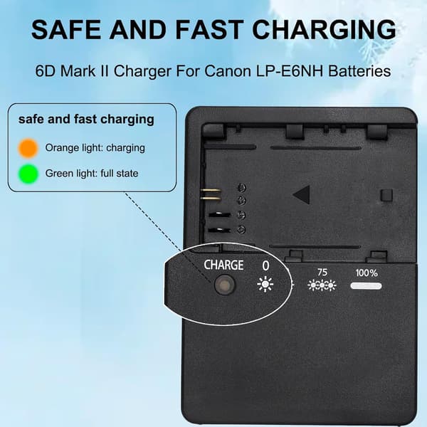 Lader for Canon 5DS 6Da 6D LC-E6/LC-E6E/LP-E6N Batteri