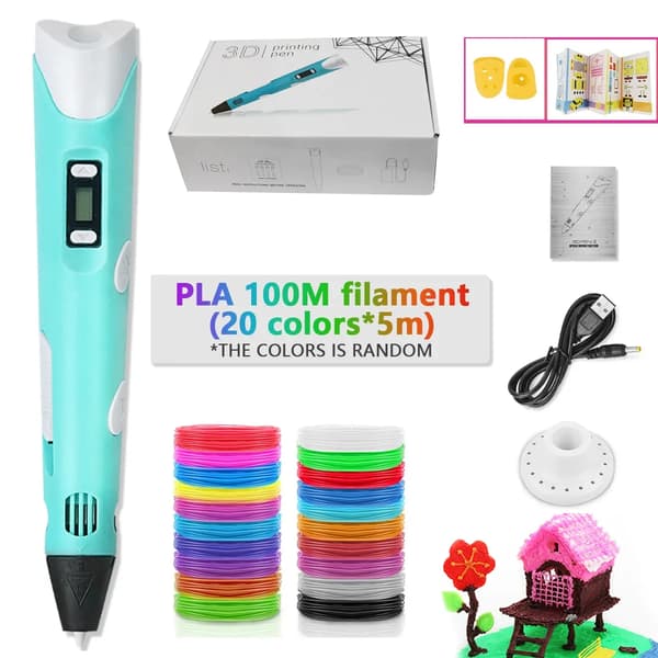 3D-pen med 100 meter PLA-filament og fingerhætter (blå)