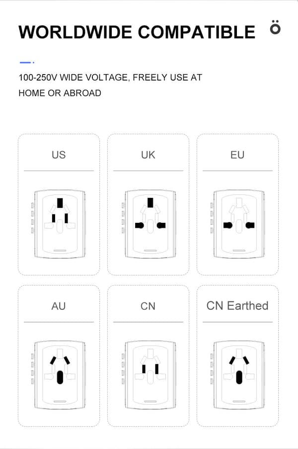 Universal Rejse International Strømadapter blå