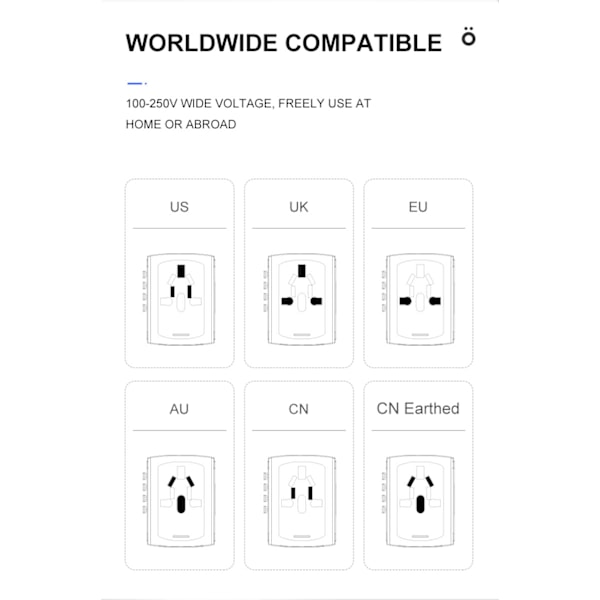 Universal Reseadapter Internationell Strömadapter blå