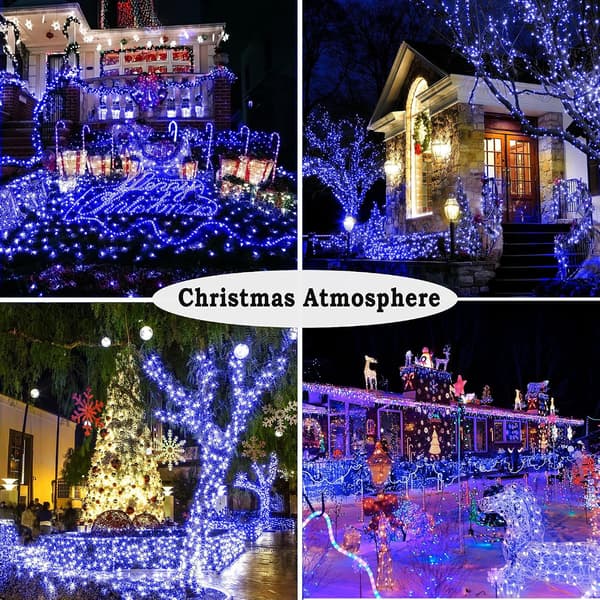Solcelledrevne julelyskæder, 12 m 100 LED, 8 tilstande Red-White