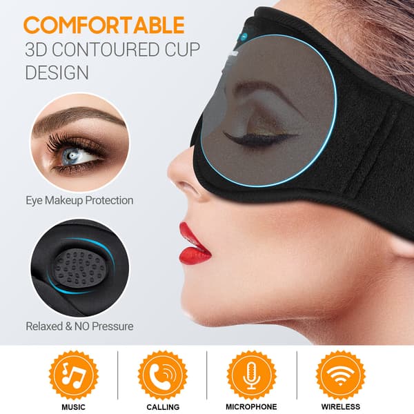 5.4 Bluetooth Øyemaske Memory Foam Sett Musikk Søvn Øyemaske Øre