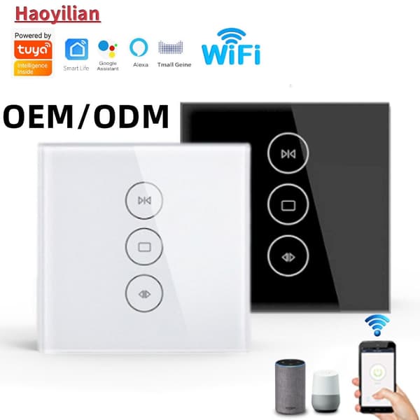 Intelligent switch WiFi Tuya gardinkontakt app timing Alexa stemmestyring (Hvid)