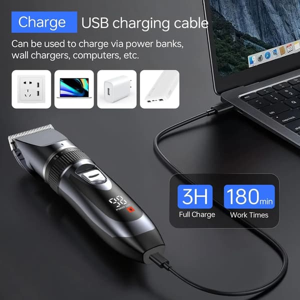 Hårklipper, Trådløs digital display genopladelig shaver (Gråt sæt 1)