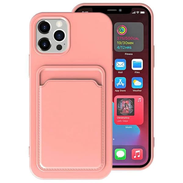 iPhone 11 Pro Max - Smart Skyddsskal med Kortfack Vinröd