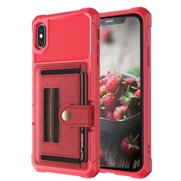 iPhone XS Max - Exklusivt Skyddsskal med Kortfack Röd