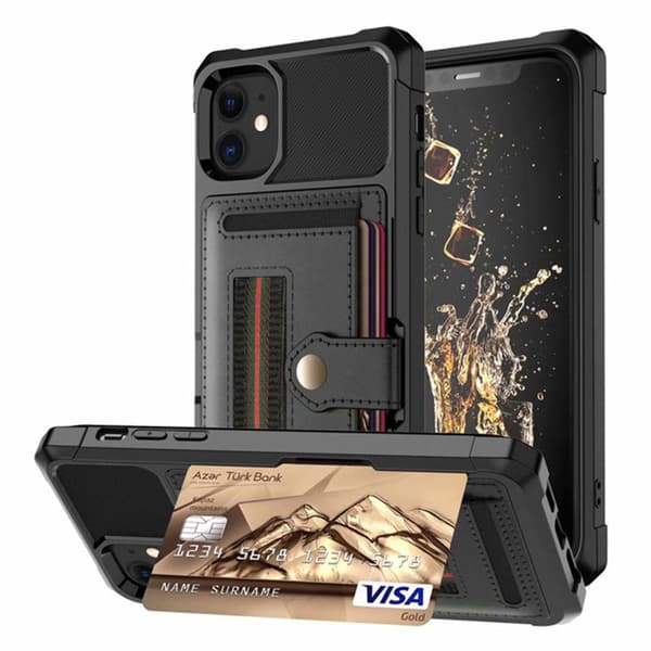 Skal med Kortfack - iPhone 11 Grön