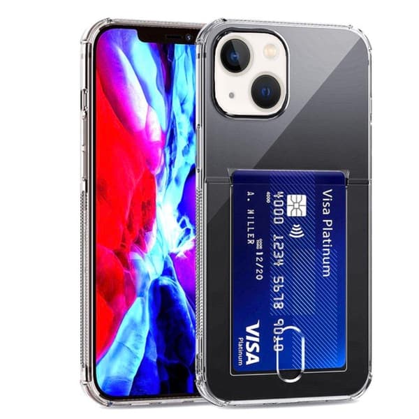 iPhone 13 - Smartt Skyddsskal med Kortfack Genomskinlig