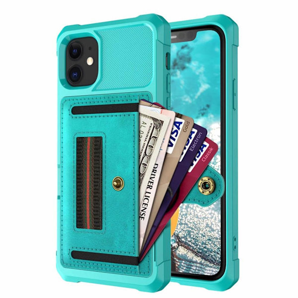 Skal med Kortfack - iPhone 11 Grön