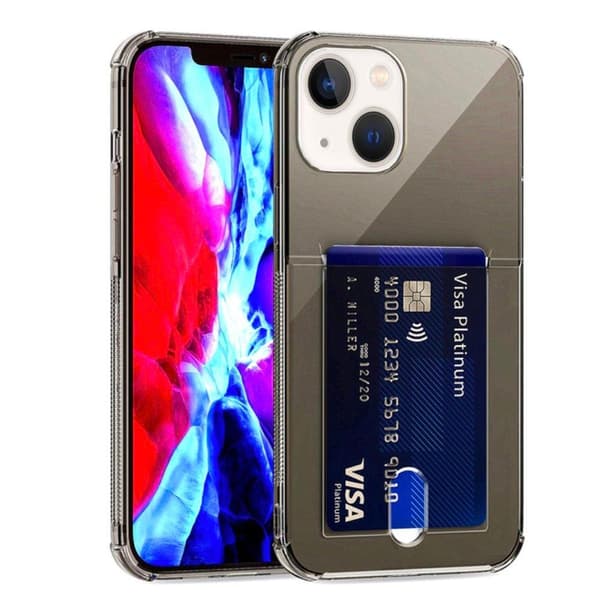 iPhone 13 - Smartt Skyddsskal med Kortfack Genomskinlig