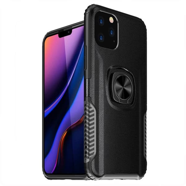 iPhone 11 Pro - Smidigt Leman Skal med Ringhållare Svart