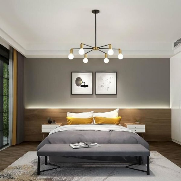LED-takljus, retro ljuskrona vintage taklampa 6 lampor E27 bas, LED ljuskrona belysningsarmatur för vardagsrummet sovrum
